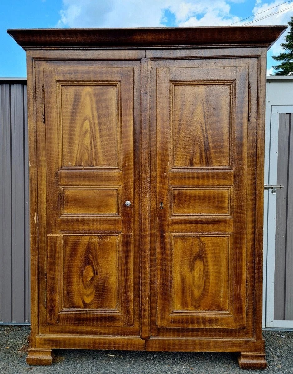 18th Century Franche-comté Wardrobe, Lacquered In Faux Wood 