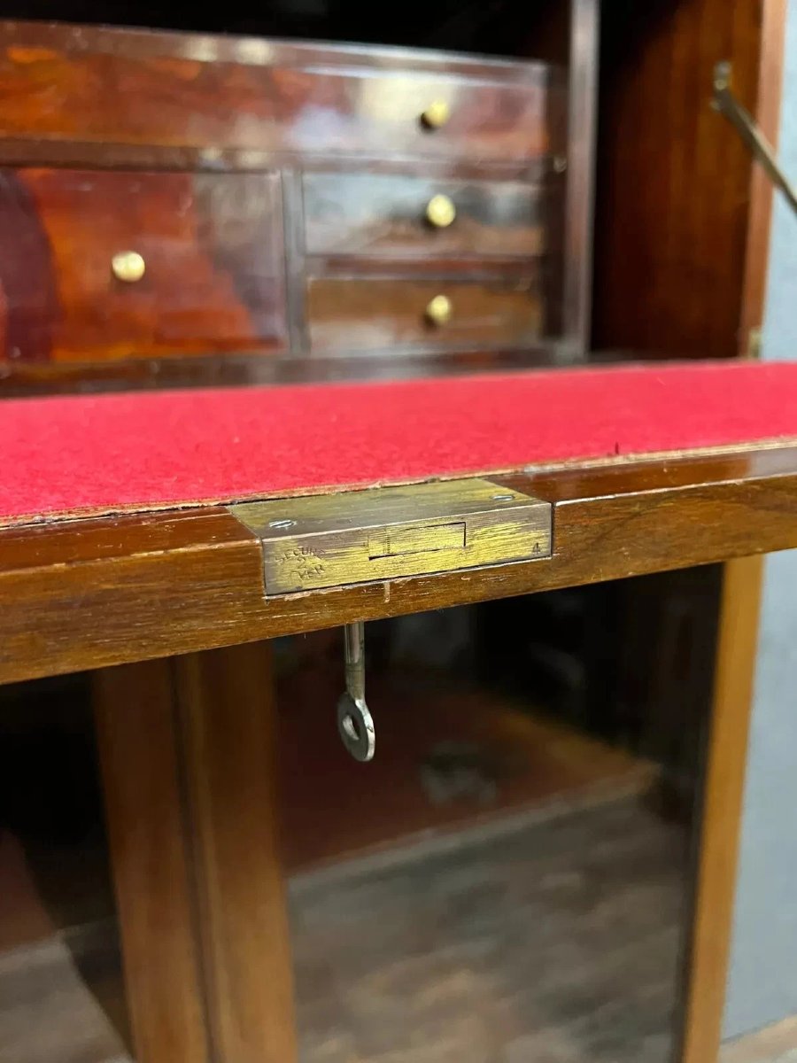 Rare bibliothèque de notaire a secrétaire secret dissimulé époque Napoléon III -photo-6