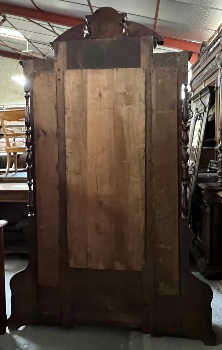 Rare meuble a miroir style Renaissance en noyer à patine brune -photo-1