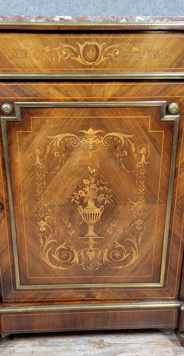 Buffet "Boulle" époque Napoléon III en marquéterie et joncs de cuivre-photo-7
