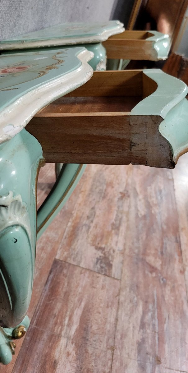 Pair Of Venetian Consoles In Louis XV Style In Painted Wood-photo-7