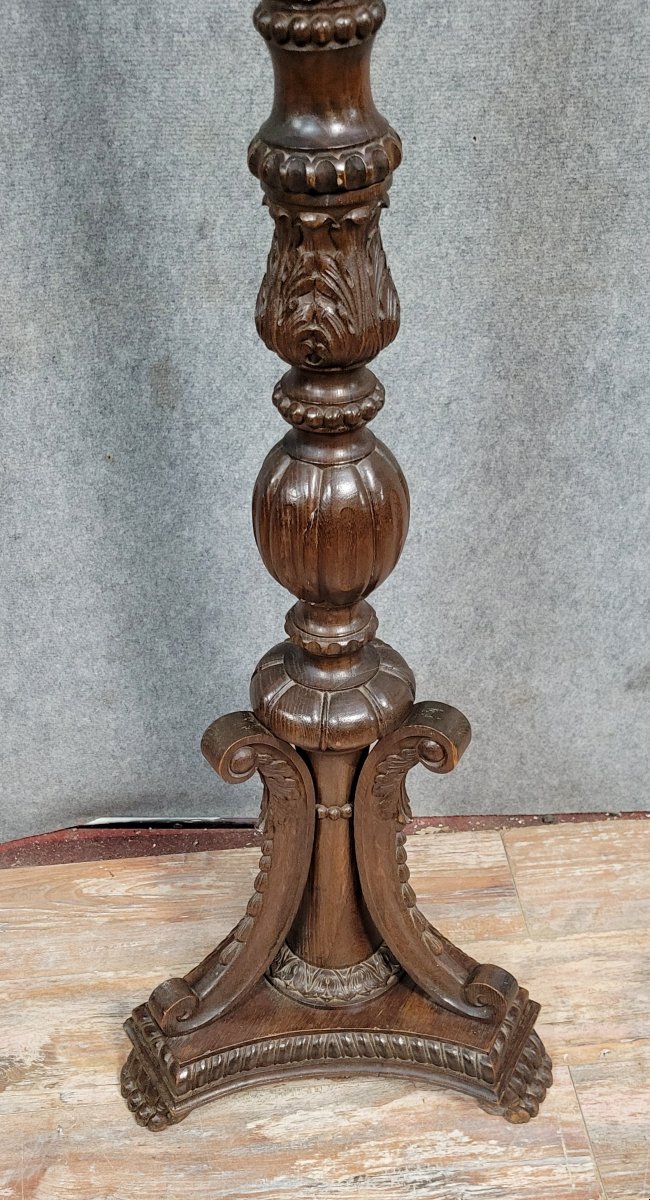 Very Important Renaissance Style Torchiere In Carved Walnut -photo-2