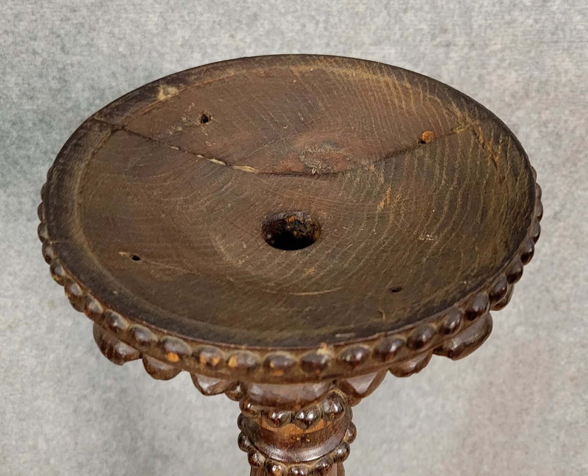 Very Important Renaissance Style Torchiere In Carved Walnut -photo-4