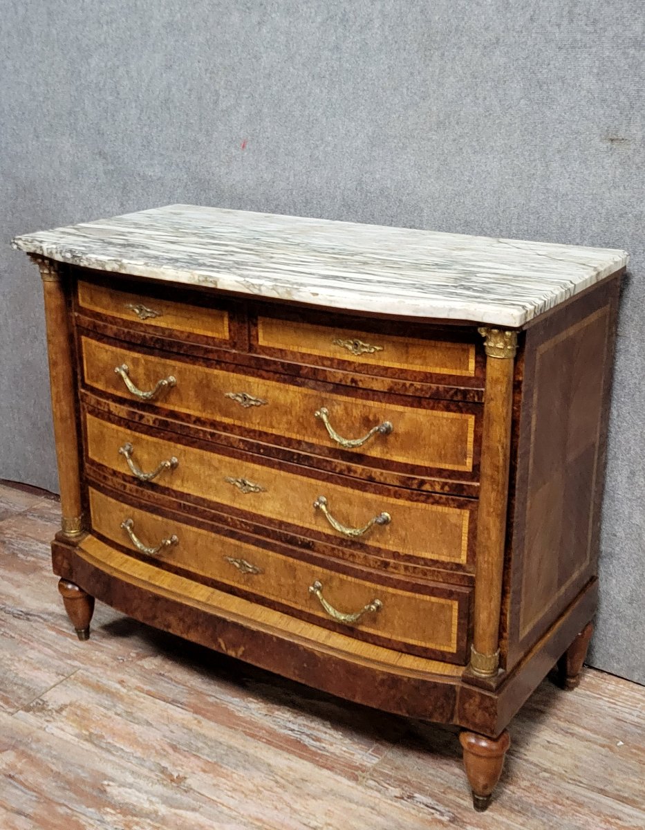 Empire Style Ladies' Chest Of Drawers With Arched Front In Marquetry-photo-1