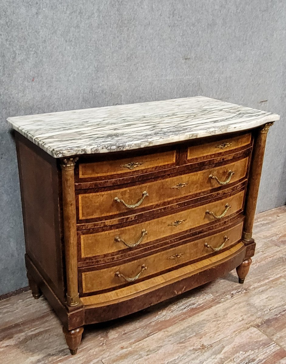 Empire Style Ladies' Chest Of Drawers With Arched Front In Marquetry-photo-2