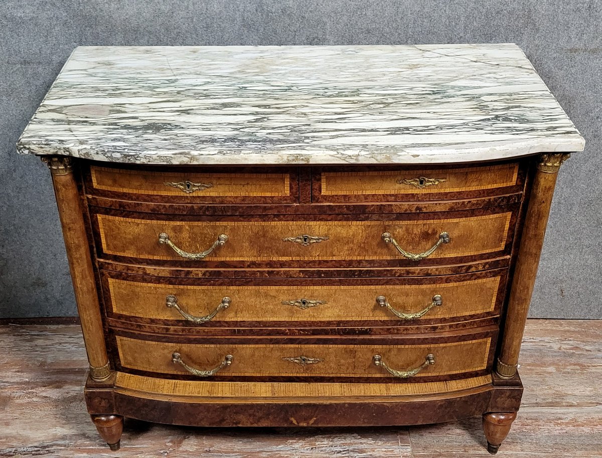 Empire Style Ladies' Chest Of Drawers With Arched Front In Marquetry-photo-3