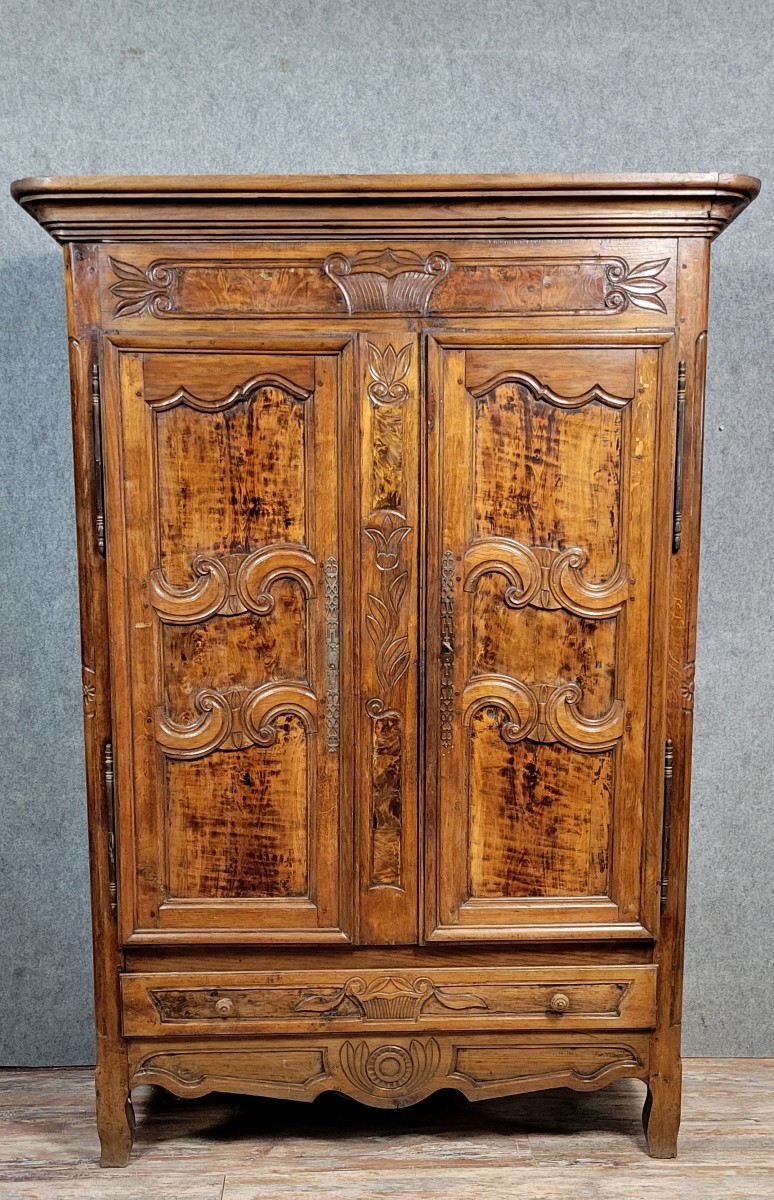 Louis XV Period Bressane Armoire In Walnut And Elm 