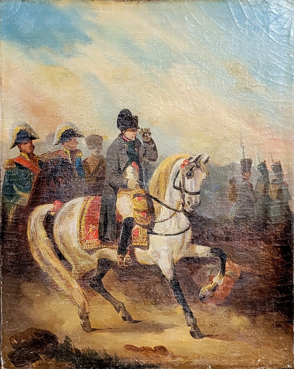 Oil On Canvas, 19th Century: Napoleon On A Battlefield After Eugène Dumoulin 