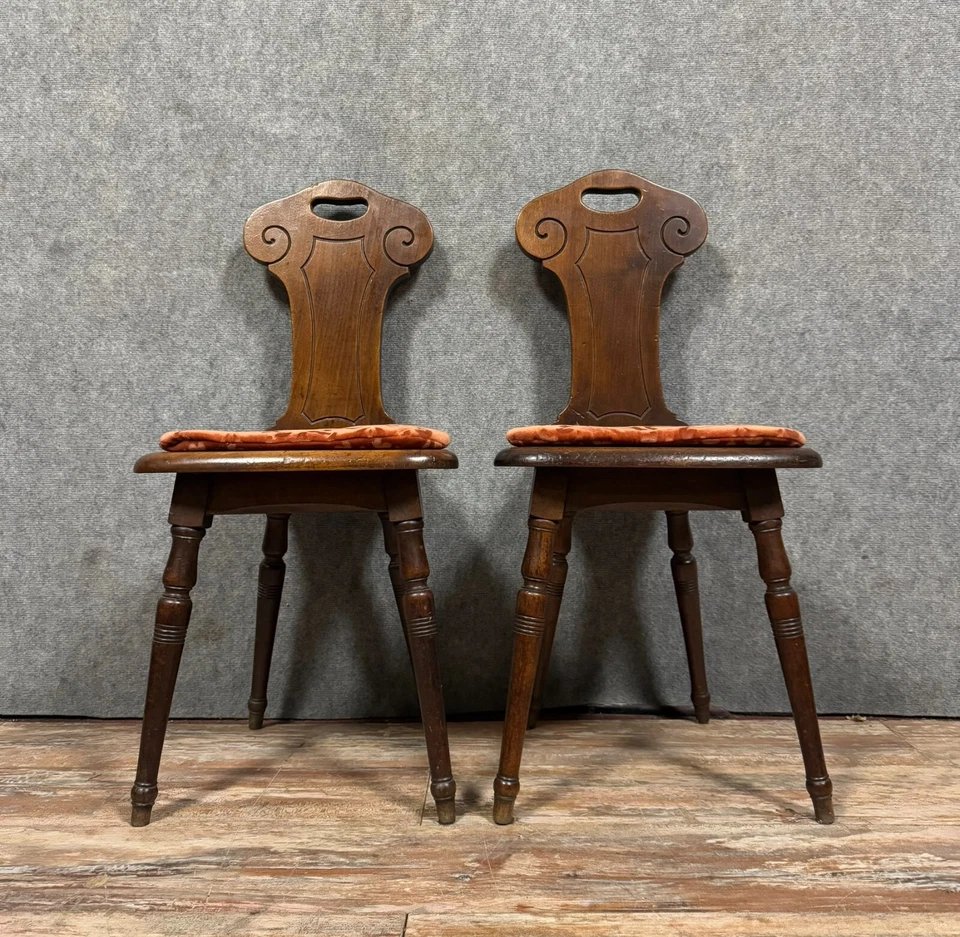 Pair Of Lorraine Chairs In Solid Oak-photo-1