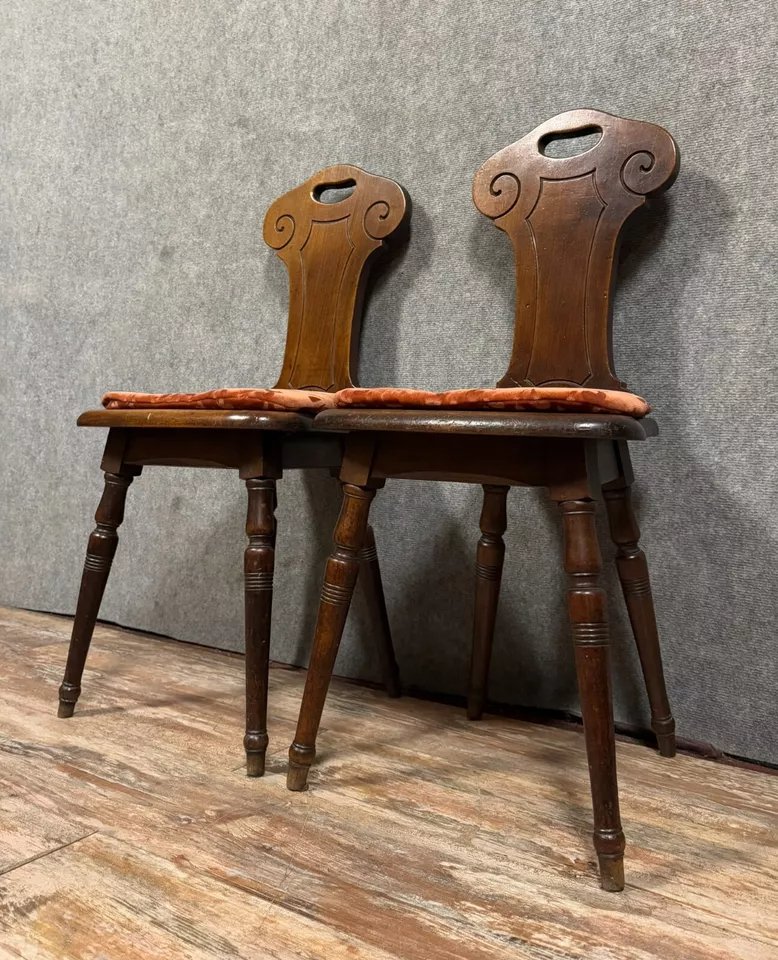 Pair Of Lorraine Chairs In Solid Oak-photo-2