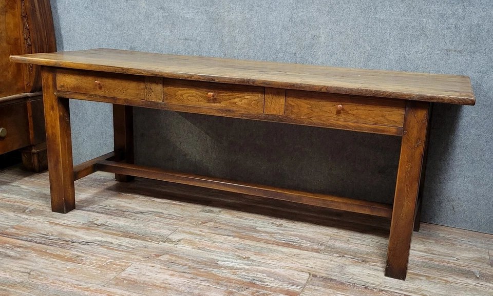 Table de ferme en chêne massif époque fin XIXème circa 1880-photo-1