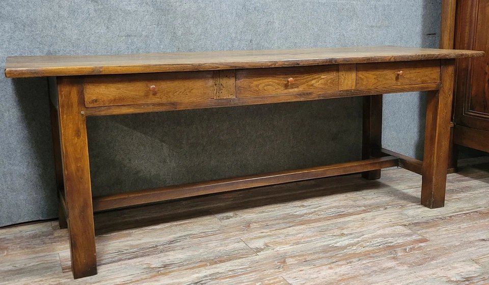 Table de ferme en chêne massif époque fin XIXème circa 1880-photo-2