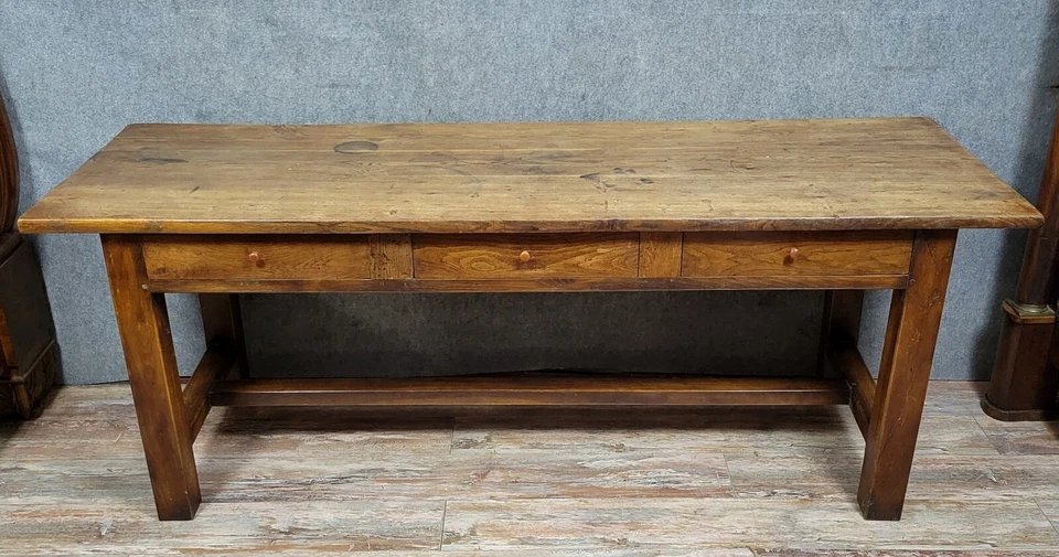 Table de ferme en chêne massif époque fin XIXème circa 1880-photo-3