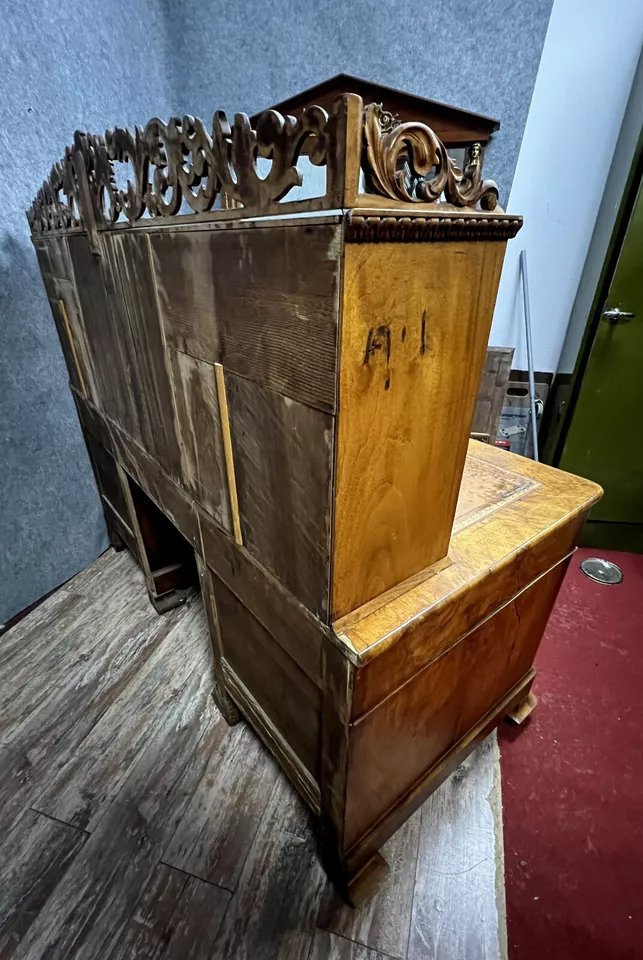 Bureau de presbytère époque Charles X en ronce de noyer vers 1820-photo-4