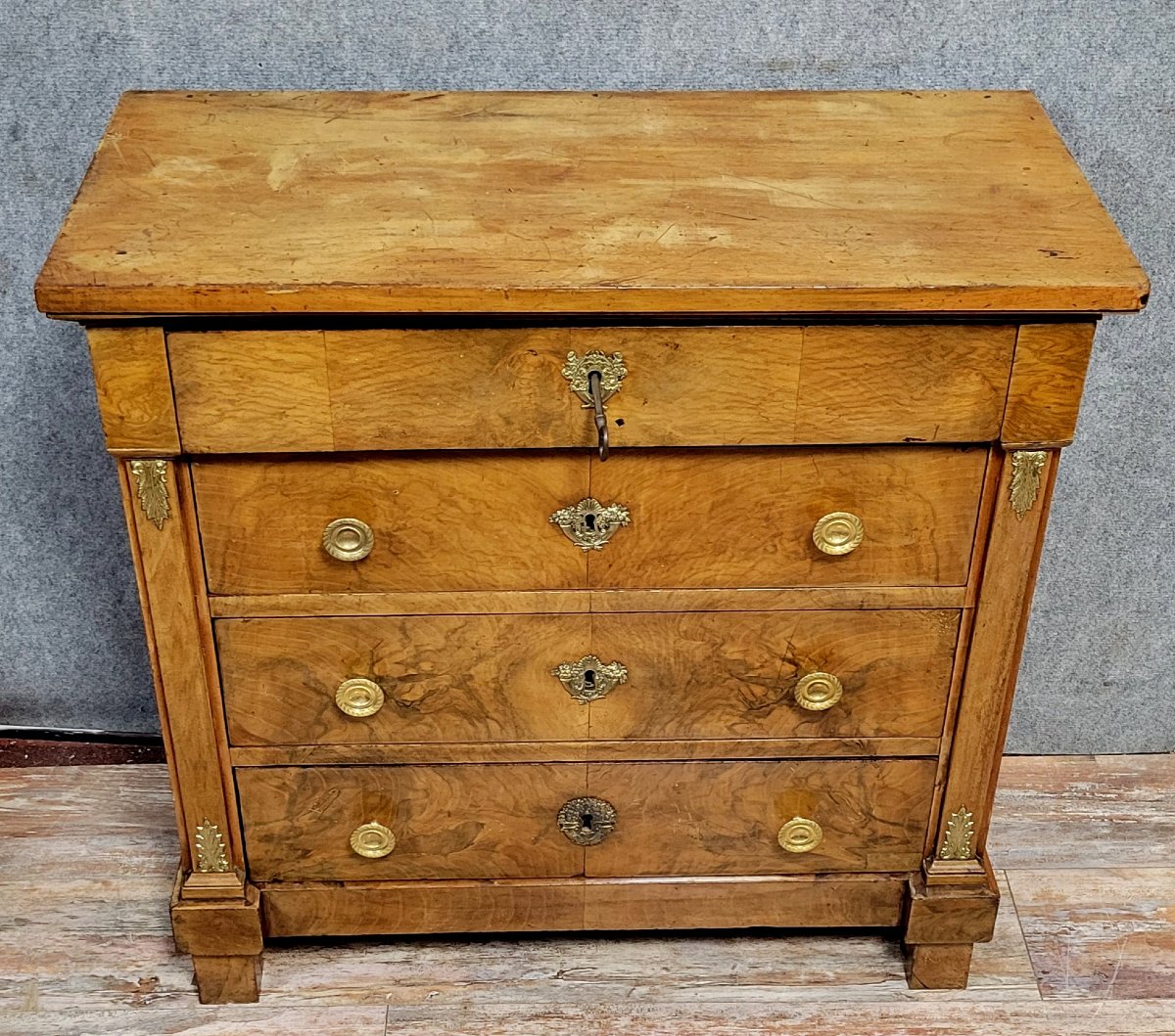 Commode de Dame époque Empire en noyer / début XIXeme  -photo-4