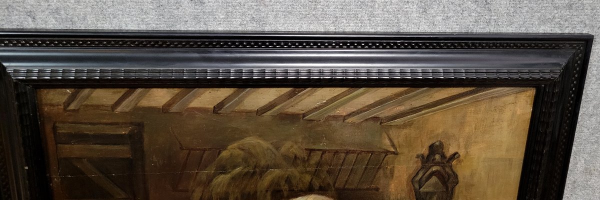 18th Century Flemish School: Oil On Panel / The Stable  -photo-5