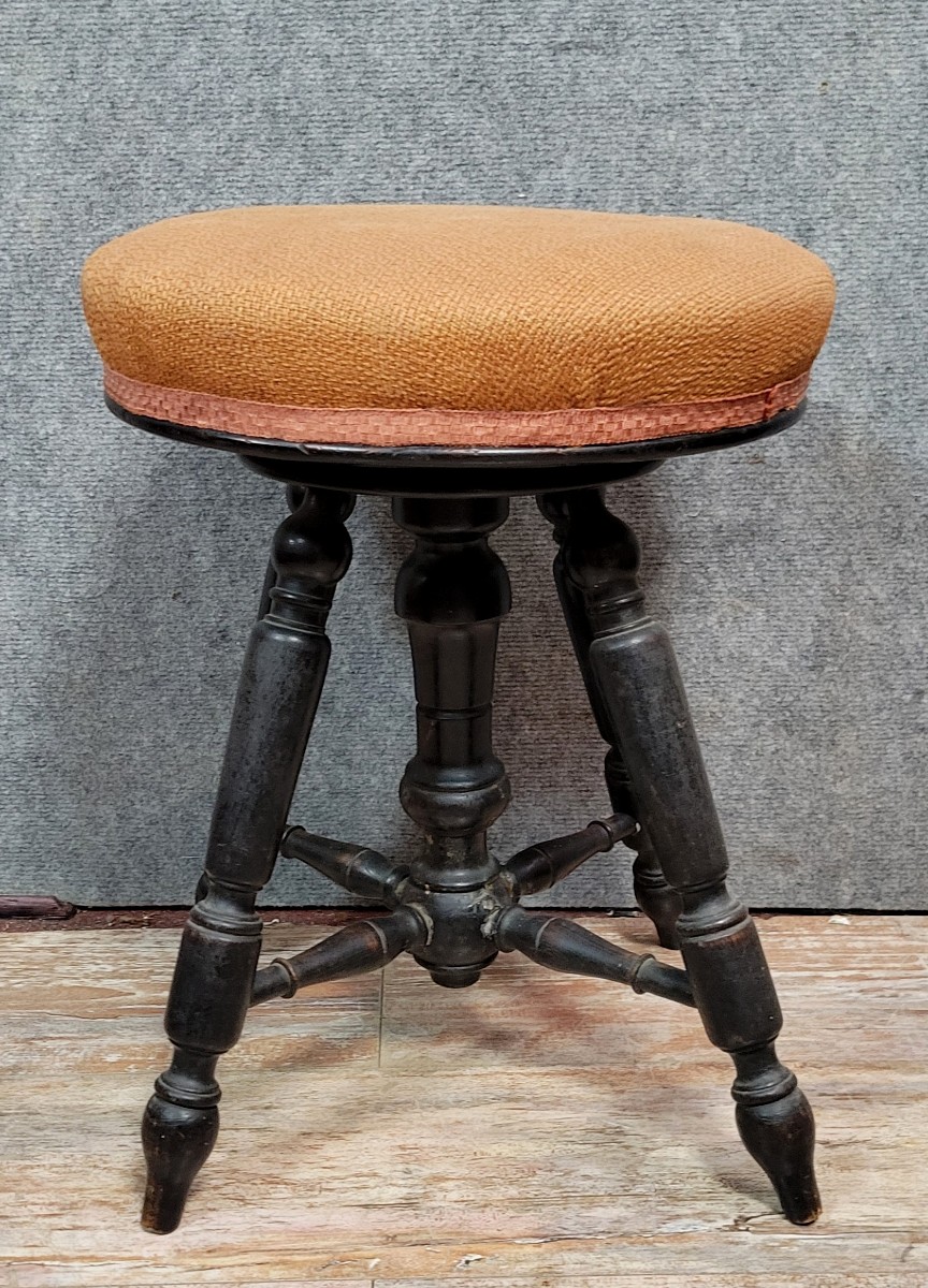 Napoleon III Period Piano Stool In Blackened Wood 