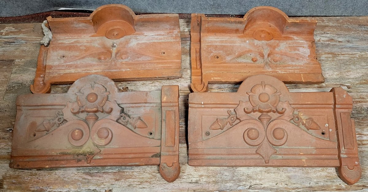 Four Art Nouveau Period River Tiles From The Early 20th Century  -photo-4