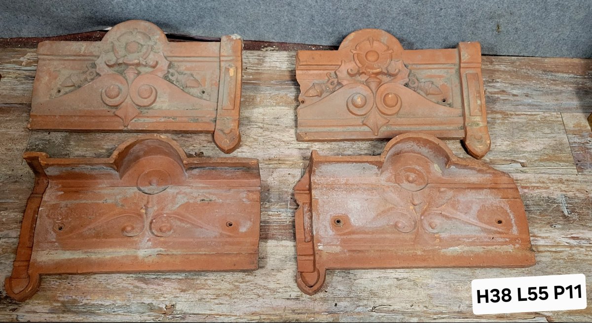 Four Art Nouveau Period River Tiles From The Early 20th Century  -photo-5