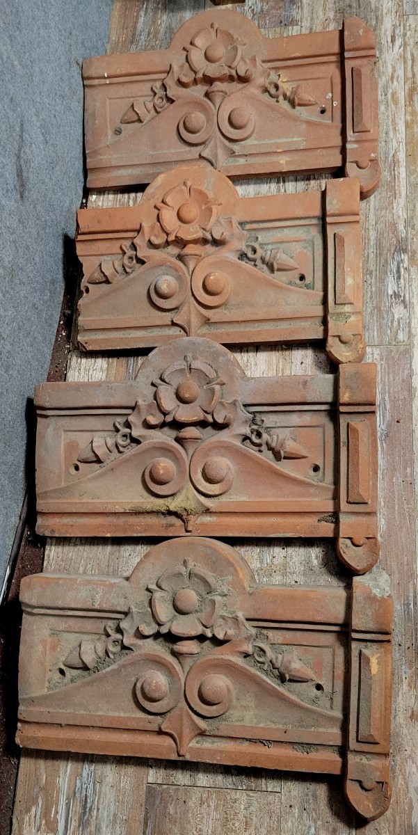 Four Art Nouveau Period River Tiles From The Early 20th Century  