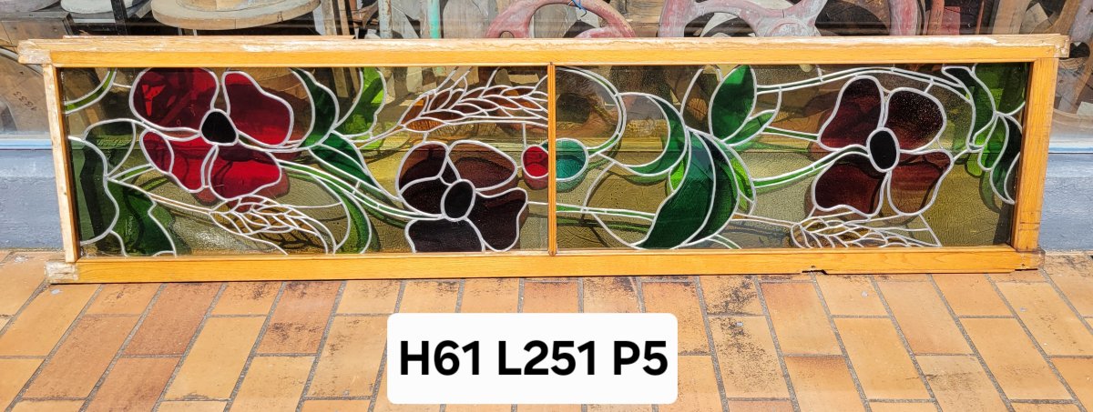 Grand coté de porte en vitrail époque Art Nouveau -photo-6