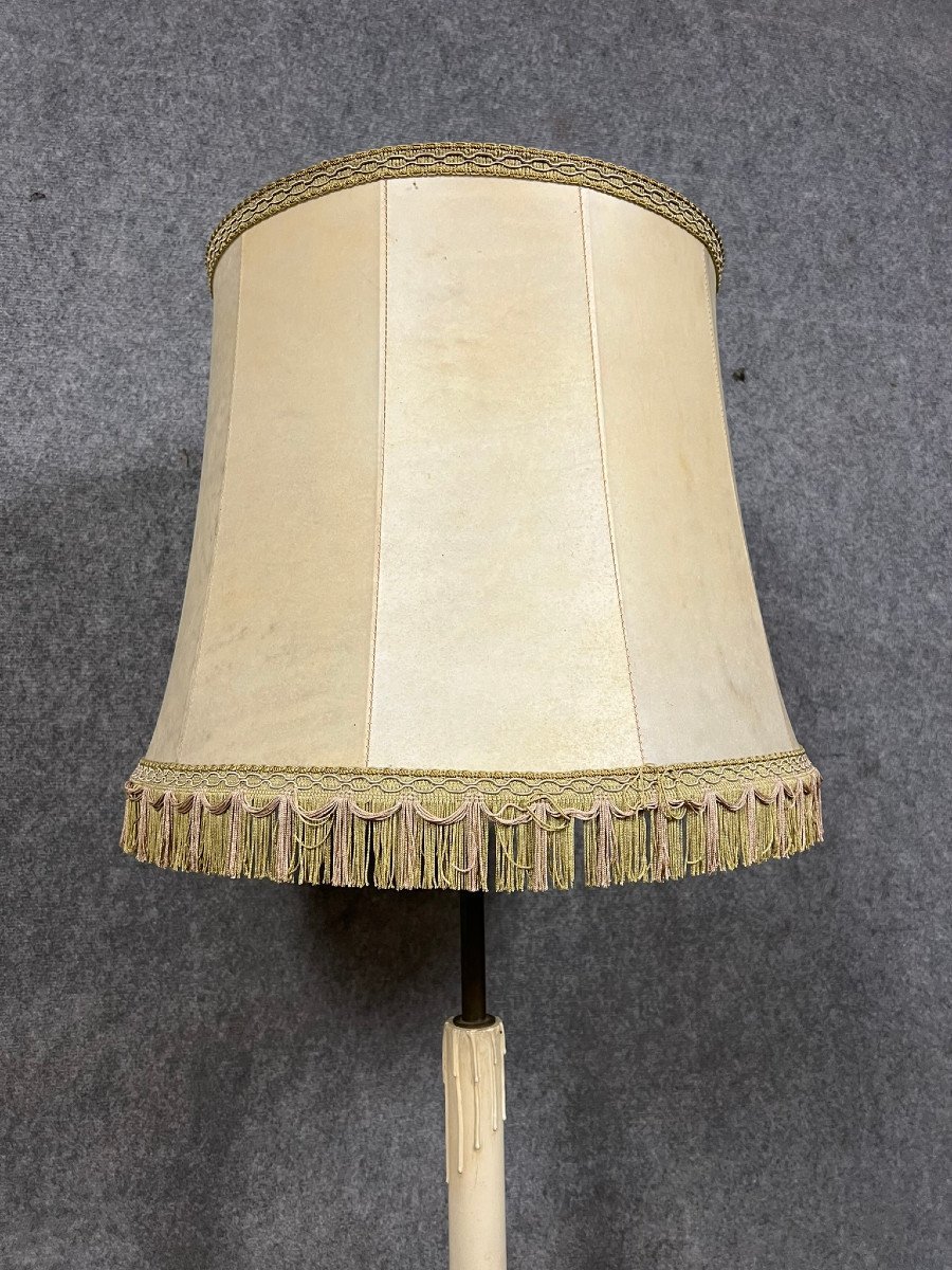 Très grand pique cierge en bronze doré monté en lampe -photo-2