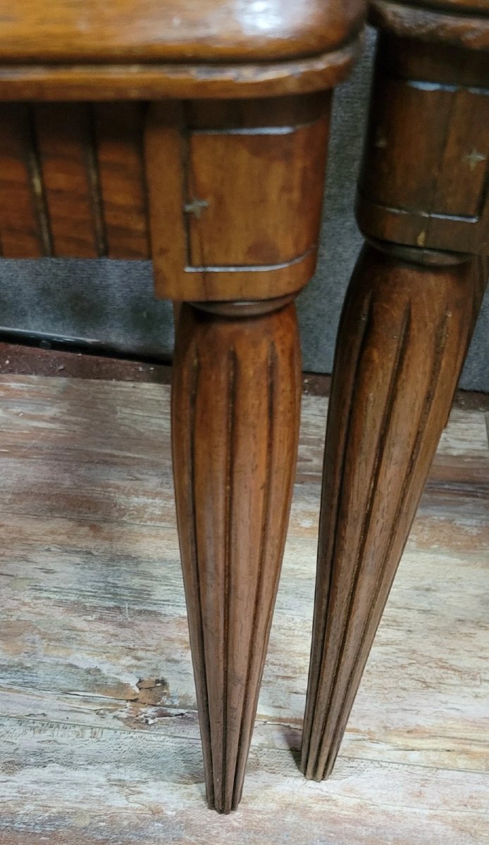 Série de 6 chaises époque Art Nouveau en acajou et Amboine -photo-4