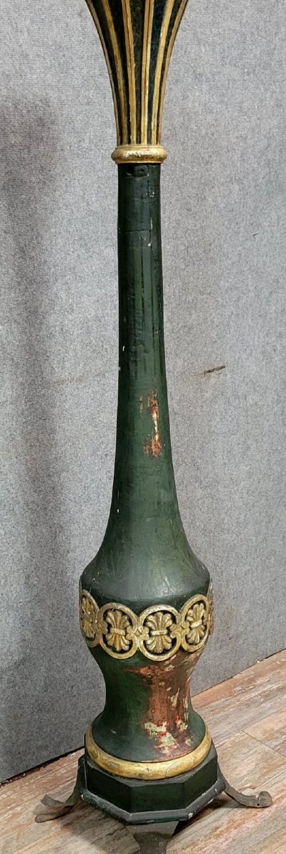 Important Empire Consulate Period Torch Stand In Lacquered And Gilded Wood -photo-2