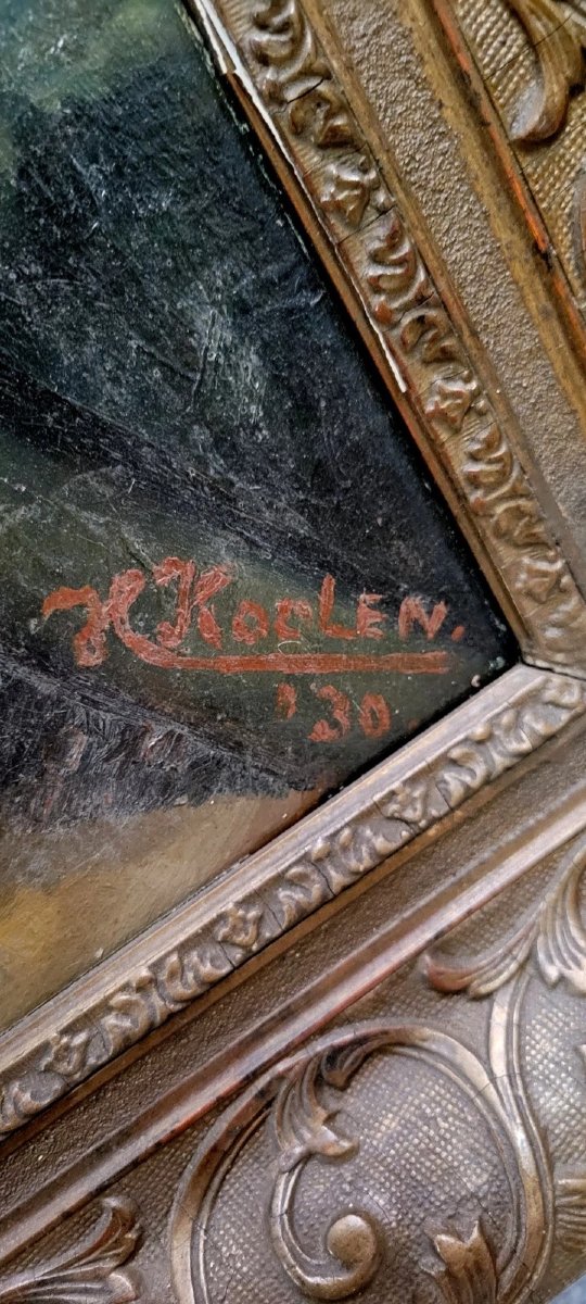 Harry Koolen : Composition aux objets / grande huile sur toile  signée et datée -photo-5