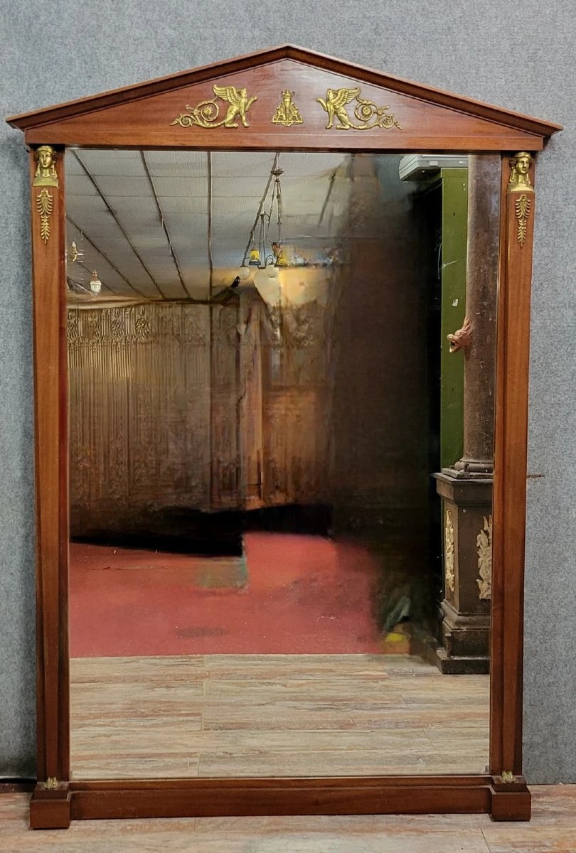 Very Large Empire Style Mirror From Egypt In Mahogany -photo-1