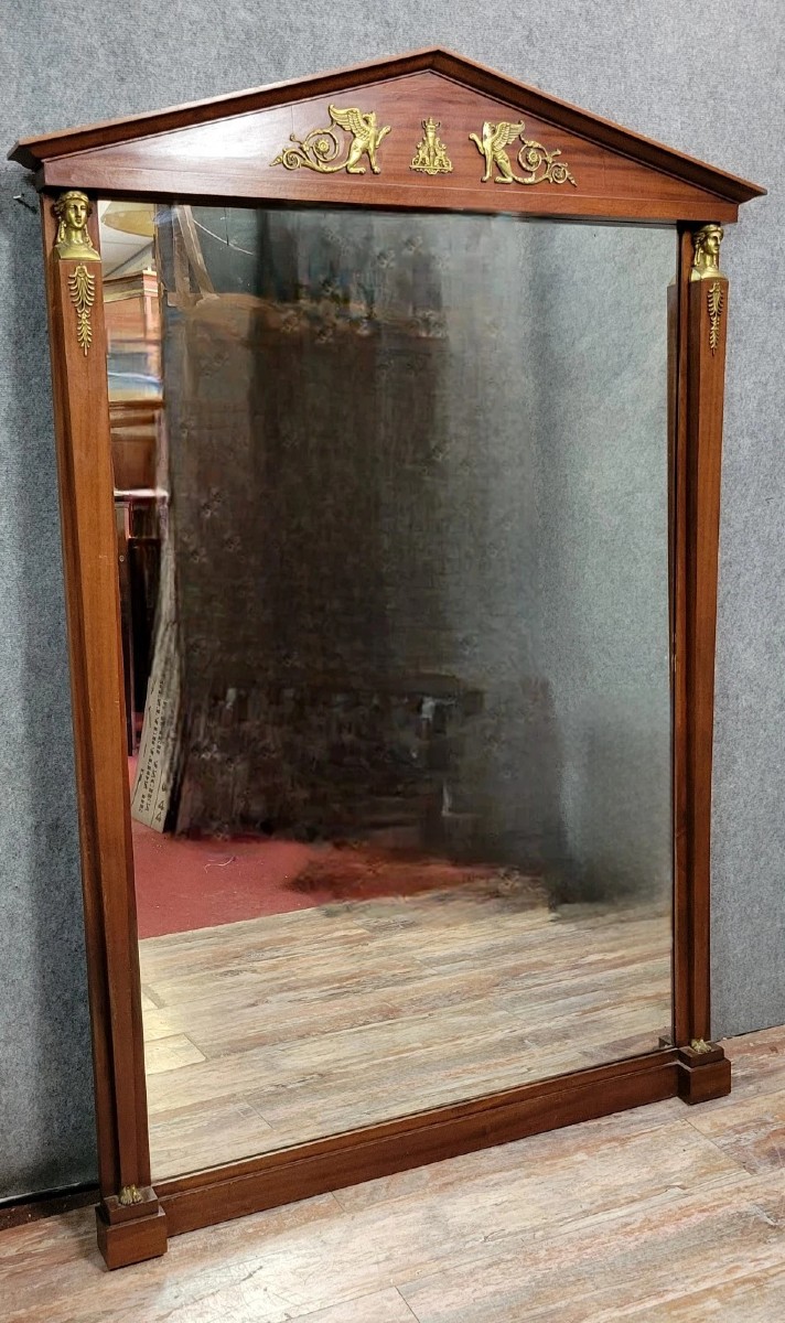 Very Large Empire Style Mirror From Egypt In Mahogany 