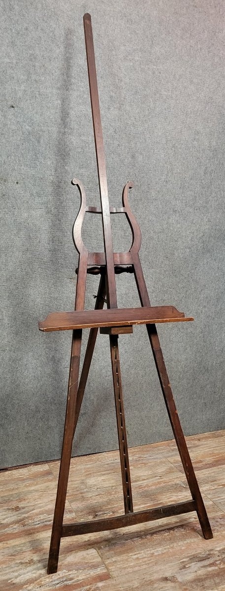 Very Large Mahogany Stained Wood Painter's Easel   -photo-1