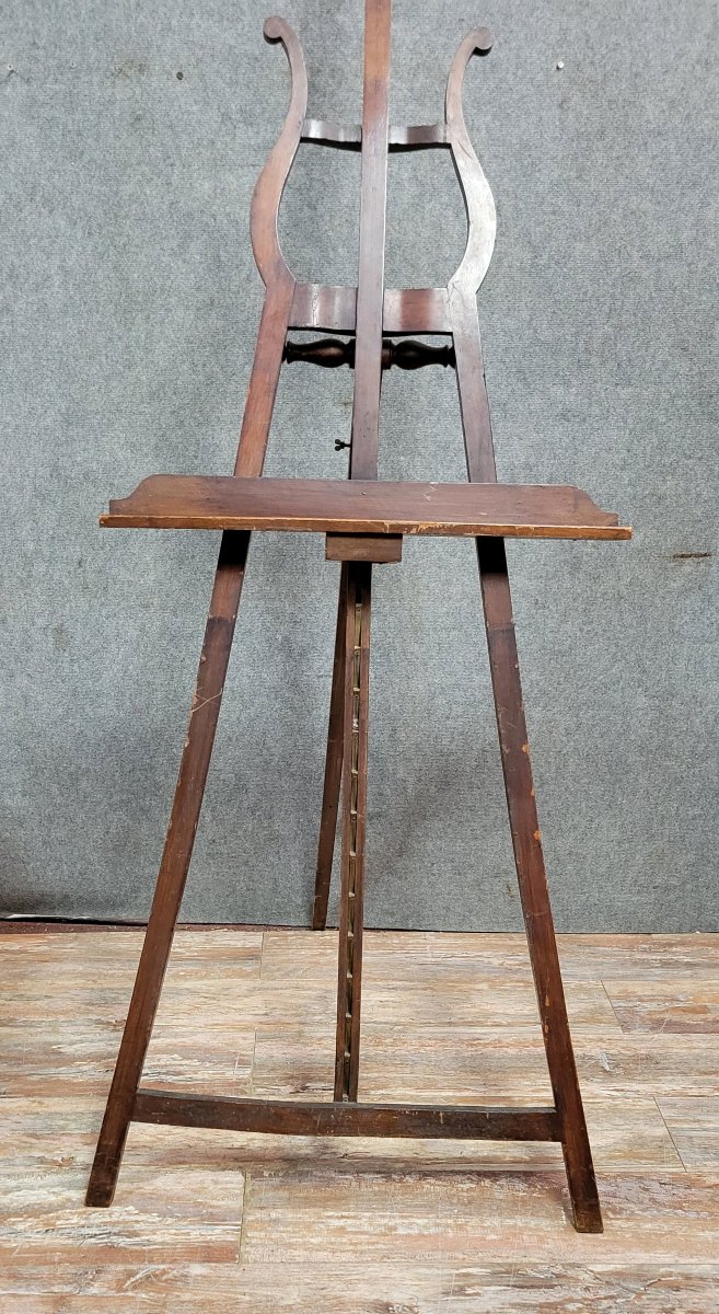 Very Large Mahogany Stained Wood Painter's Easel   -photo-3