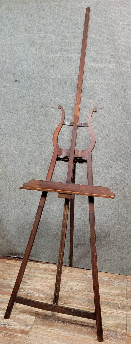 Very Large Mahogany Stained Wood Painter's Easel   
