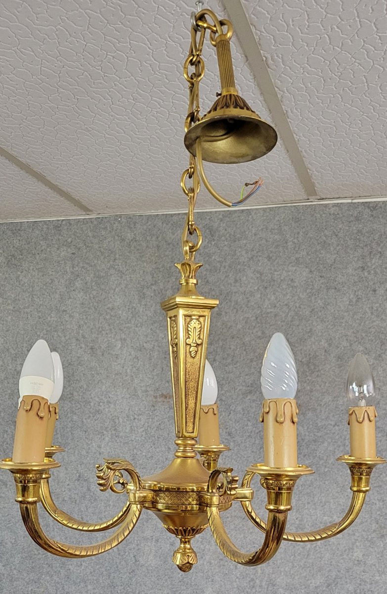 Empire Style Chandelier In Bronze With Golden Patina   -photo-1