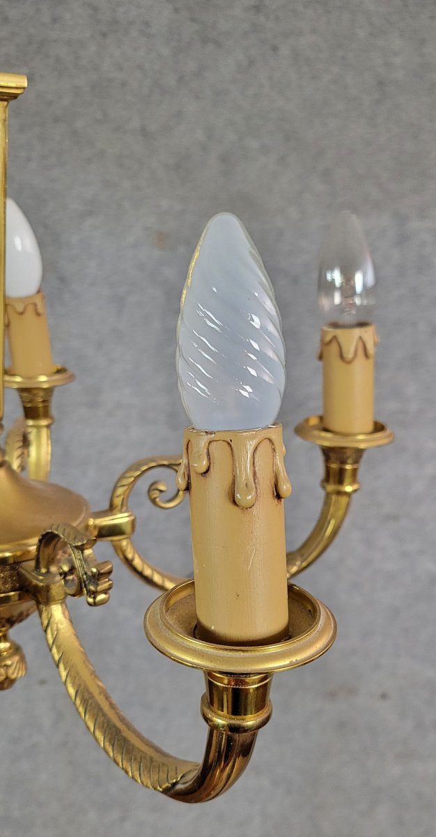 Empire Style Chandelier In Bronze With Golden Patina   -photo-3