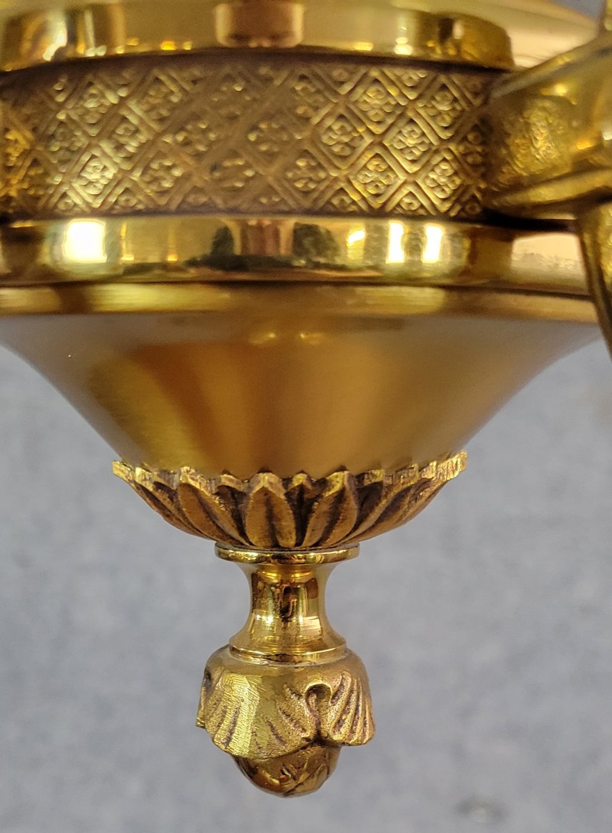 Empire Style Chandelier In Bronze With Golden Patina   -photo-4