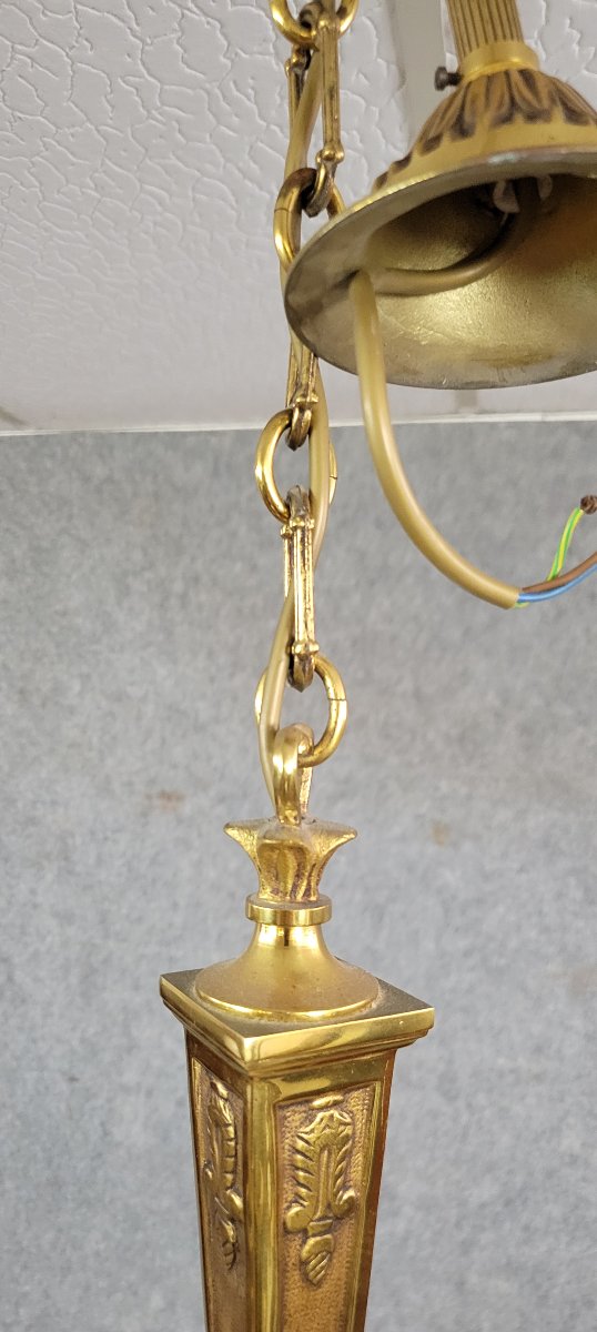 Empire Style Chandelier In Bronze With Golden Patina   -photo-7
