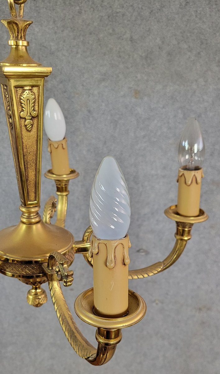 Empire Style Chandelier In Bronze With Golden Patina   -photo-8