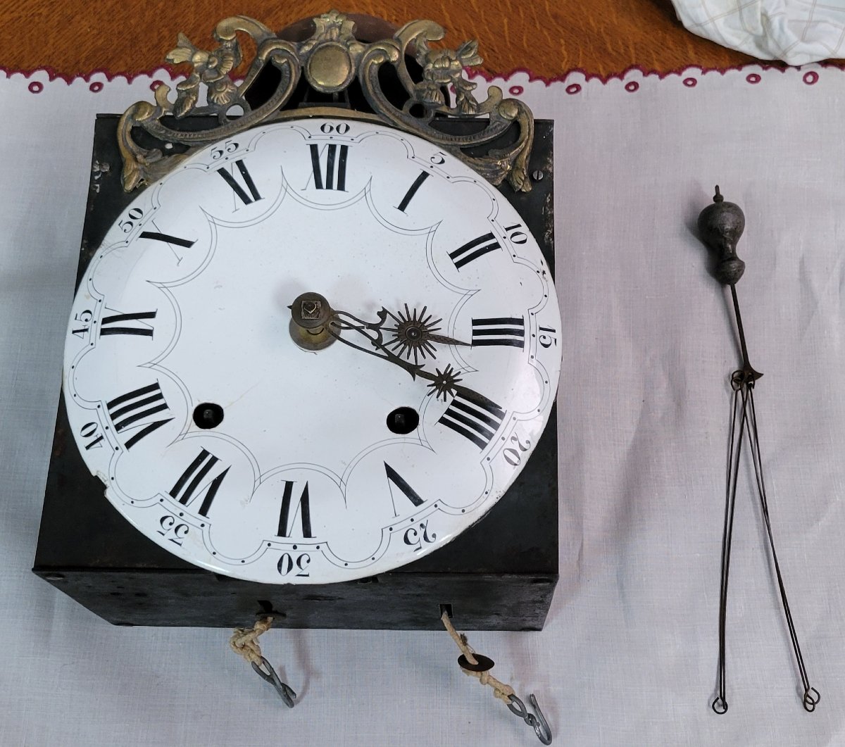Mouvement d'horloge comtoise avec son balancier époque XVIIIeme  -photo-7