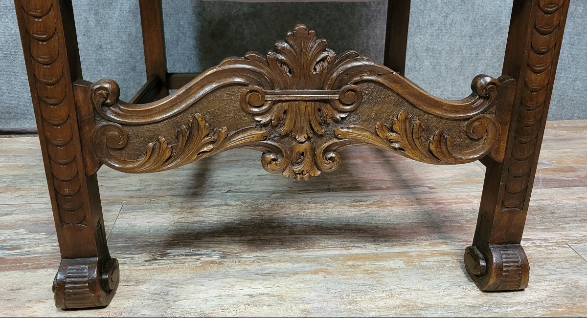 Fauteuil de bureau style Renaissance en noyer sculpté époque XIXeme -photo-6