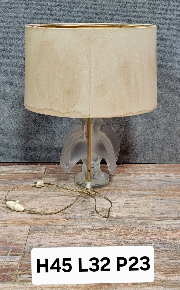 Lalique France Ariane 1970': Table Lamp In Satin-finished Pressed Molded Glass -photo-7