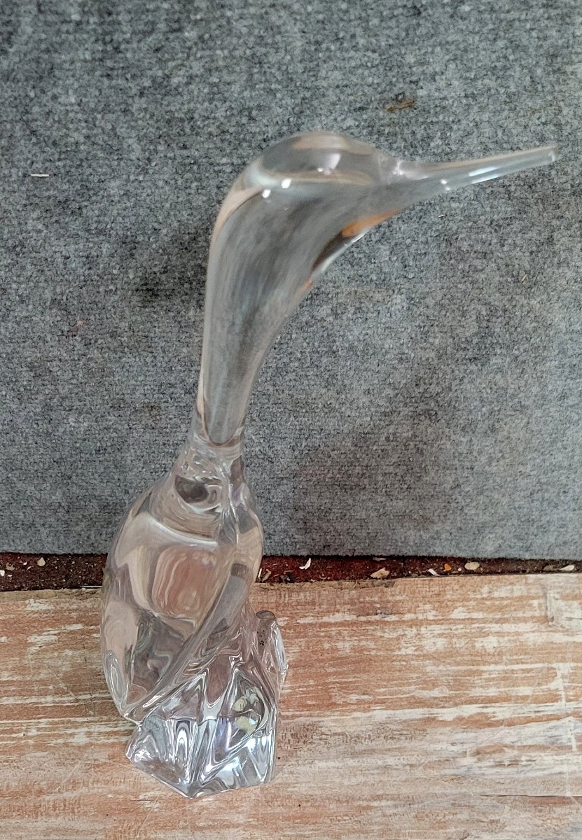 Daum - France Crystal Heron Signed 1970' -photo-3