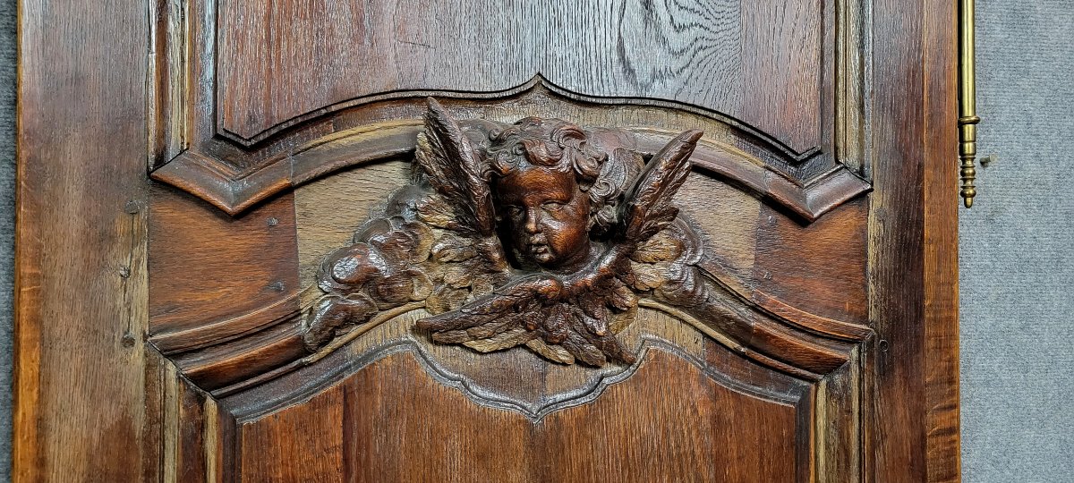 Paire de portes de boiserie de château aux putti -photo-5