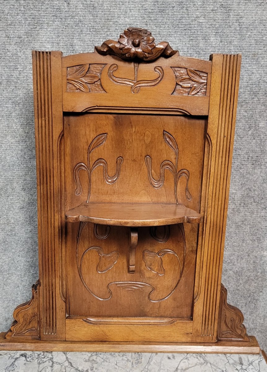 D'après Majorelle / Ecole de Nancy : Paire de chevet époque Art Nouveau en noyer  -photo-4