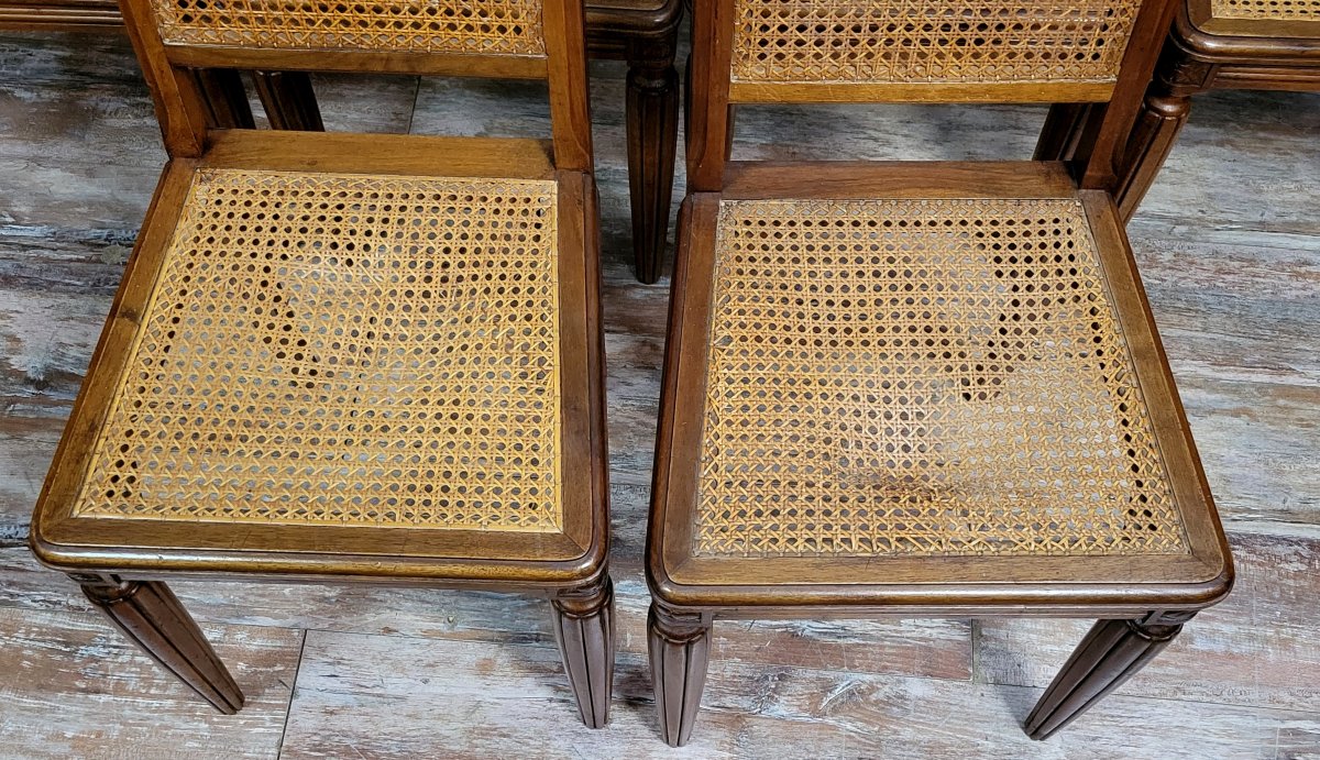 Série de 6 chaises époque Art Déco en noyer -photo-5