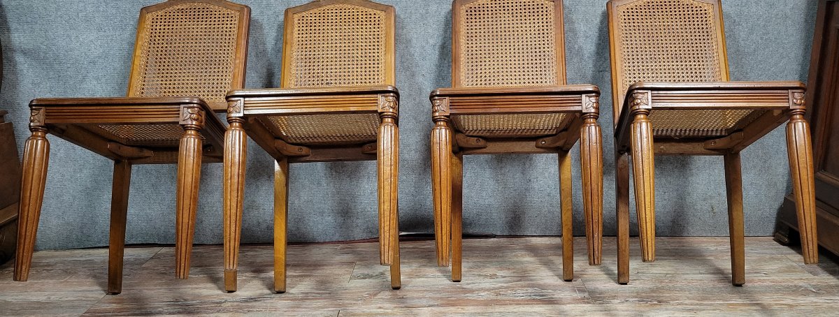 Série de 6 chaises époque Art Déco en noyer -photo-7