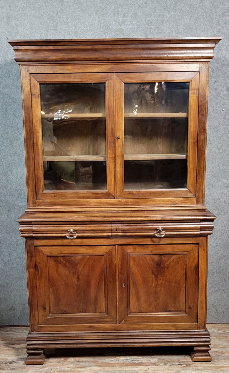 Buffet - bibliothéque époque Louis Philippe en noyer 