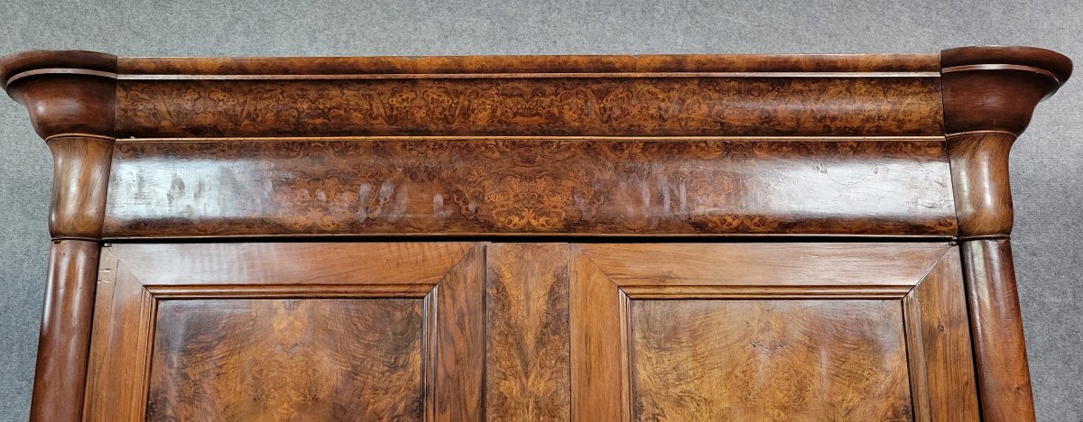 Large Louis Philippe Period Burgundy Armoire In Walnut And Burl-photo-2