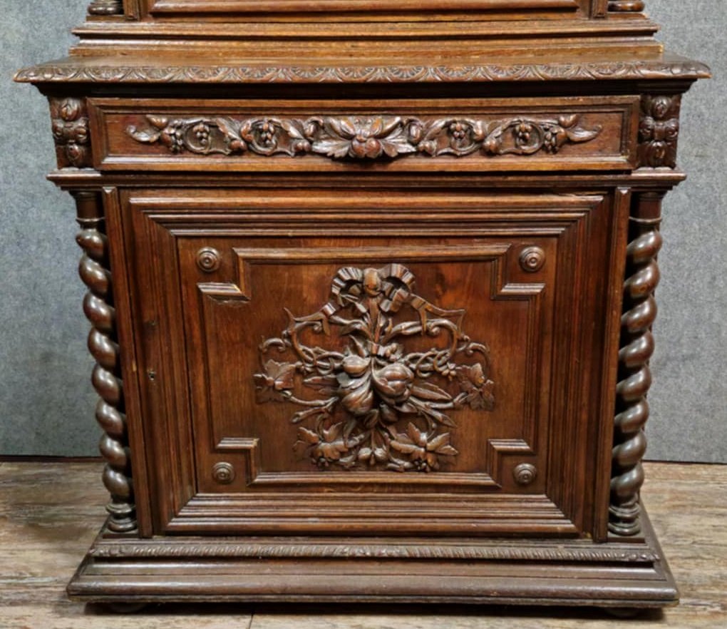 Meuble vitrine de pavillon de chasse style Louis XIII en chene -photo-3